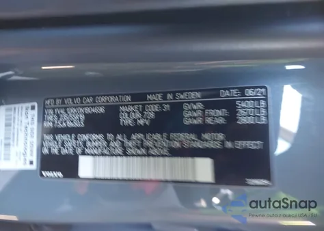 2022 Volvo Xc60 B5 Momentum из США, поврежденный, VIN YV4L12RK0N1904696